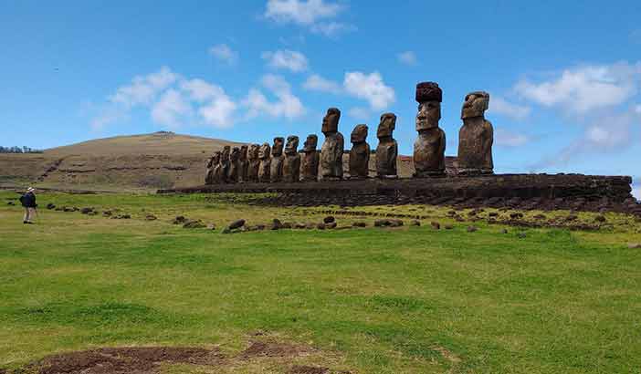 Moai monoliths on Easter Island in Chile