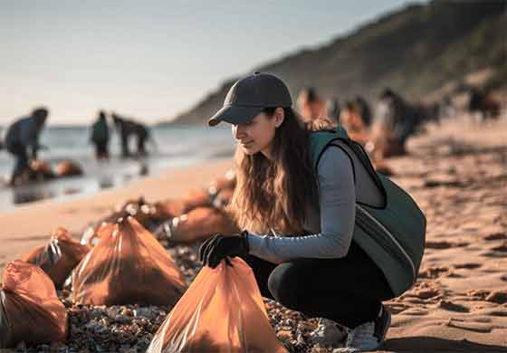 Ocean and beach clean up volunteer